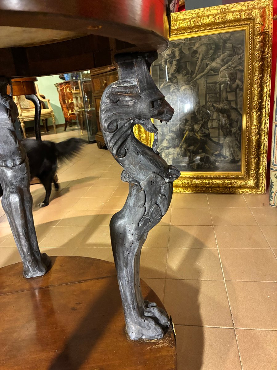 Tavolo Impero proveniente da Lucca con piano in marmo intarsiato-photo-3