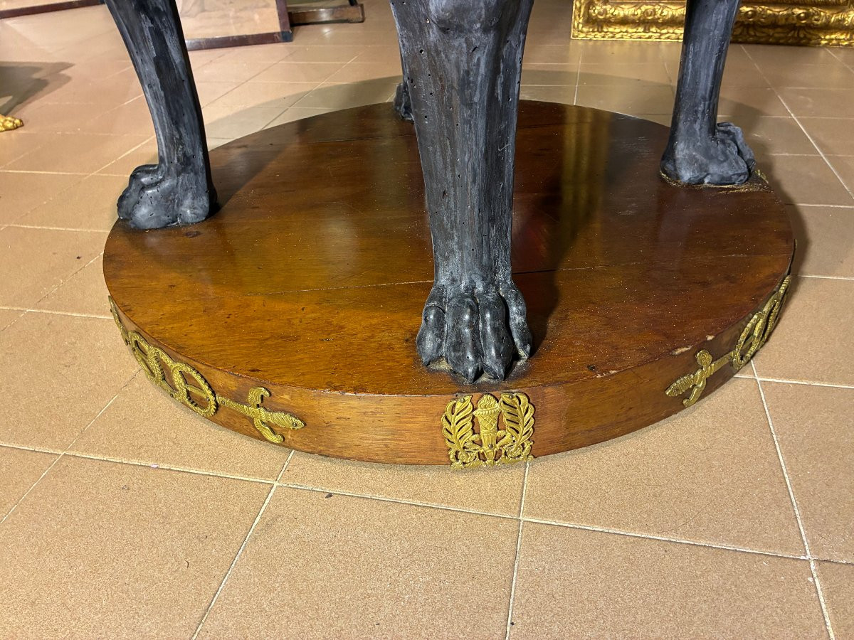 Tavolo Impero proveniente da Lucca con piano in marmo intarsiato-photo-4