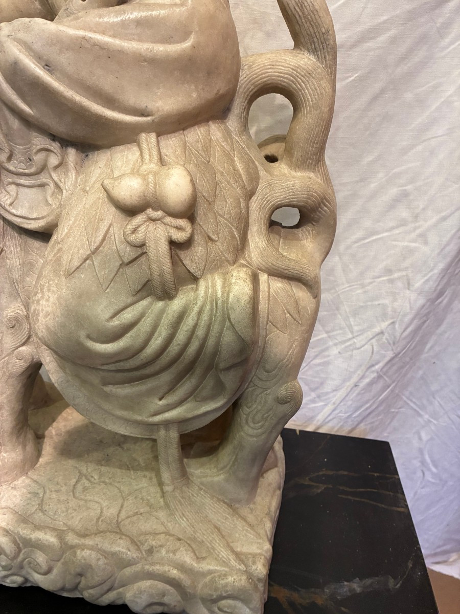 guanin seduta su cane di pho di provenienza cinese in marmo XIX secolo-photo-4