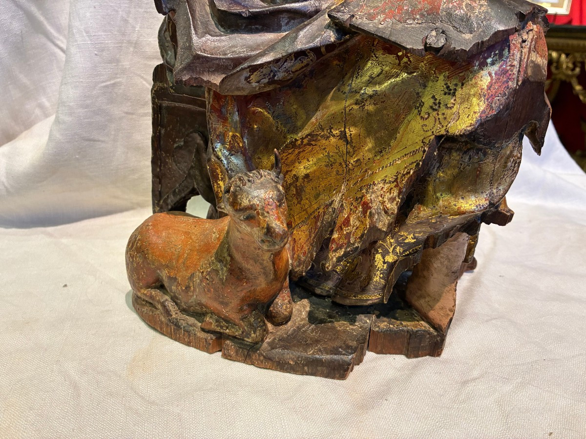 scultura lignea raffigurante San Luca in lacca e oro XVI secolo-photo-3