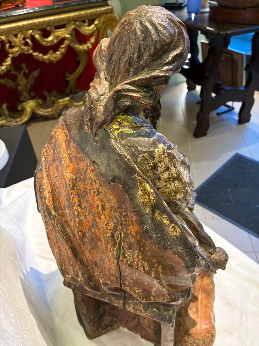 scultura lignea raffigurante San Luca in lacca e oro XVI secolo-photo-4