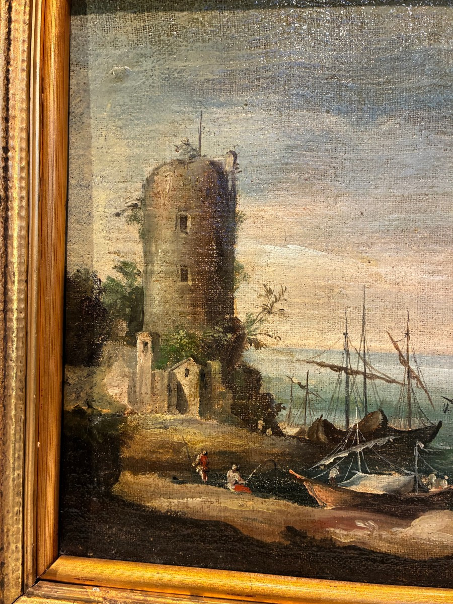 dipinto raffigurante marina attribuito a Adrien Manglard 1695-1760-photo-3