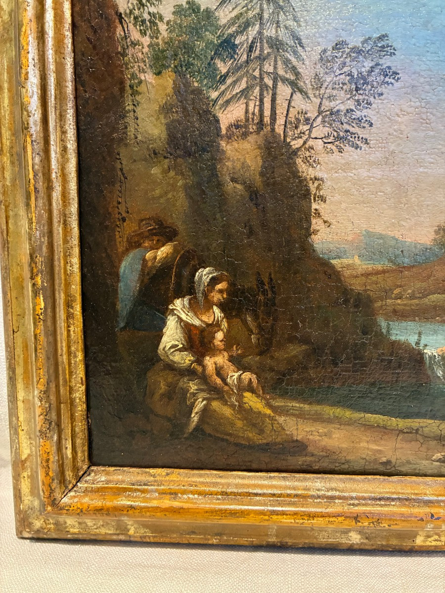 dipinto raffigurante paesaggio attribuito a Francesco Foschi epoca giovanile XVIII secolo-photo-2