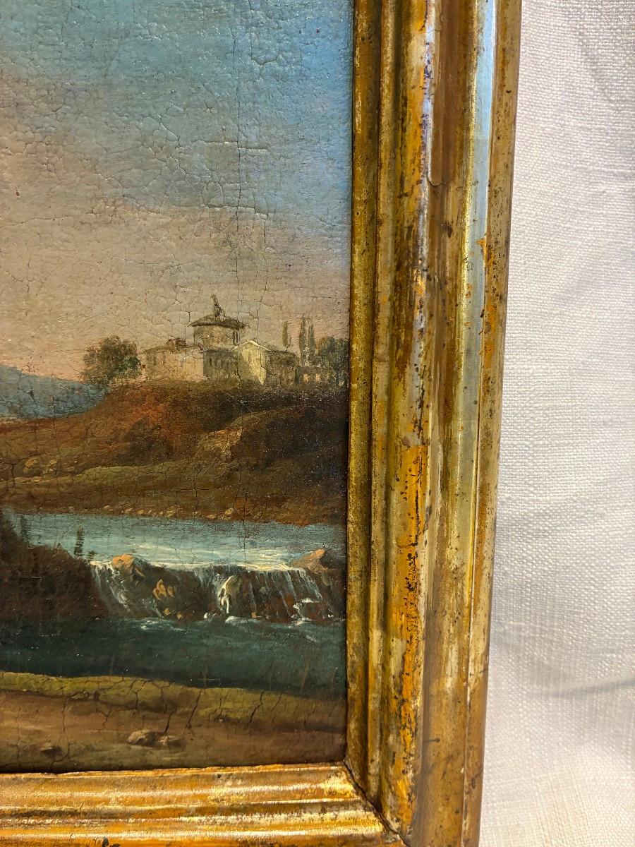 dipinto raffigurante paesaggio attribuito a Francesco Foschi epoca giovanile XVIII secolo-photo-3