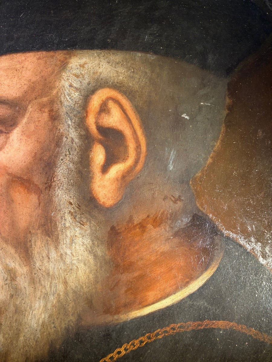 dipinto ovale su scaiola attaccata a marmo raffigurante Andrea Doria 1550 circa-photo-4