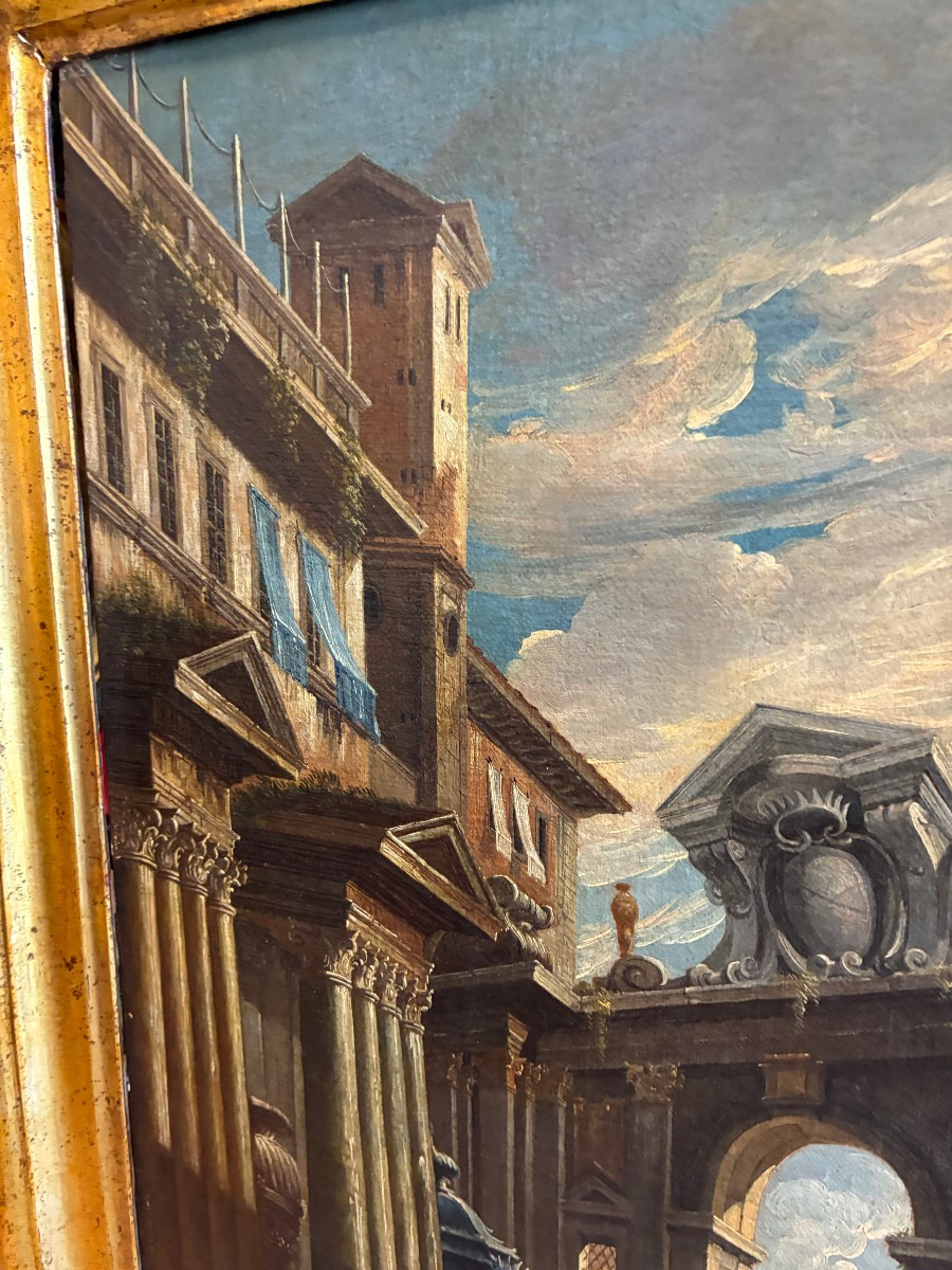 coppia di architetture attribuite a Pietro Cappelli 1670- Napoli 1727-photo-2