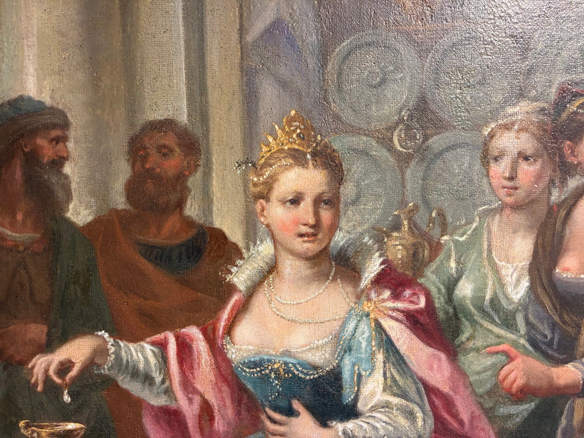 dipinto raffigurante banchetto di antonio e cleopatra attr. Brusaferro venezia 16771746-photo-2