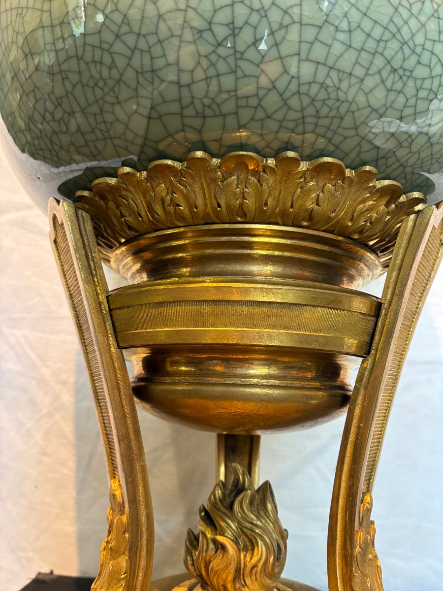 vaso celadon montato su bronzo dorato francia XIX secolo-photo-4