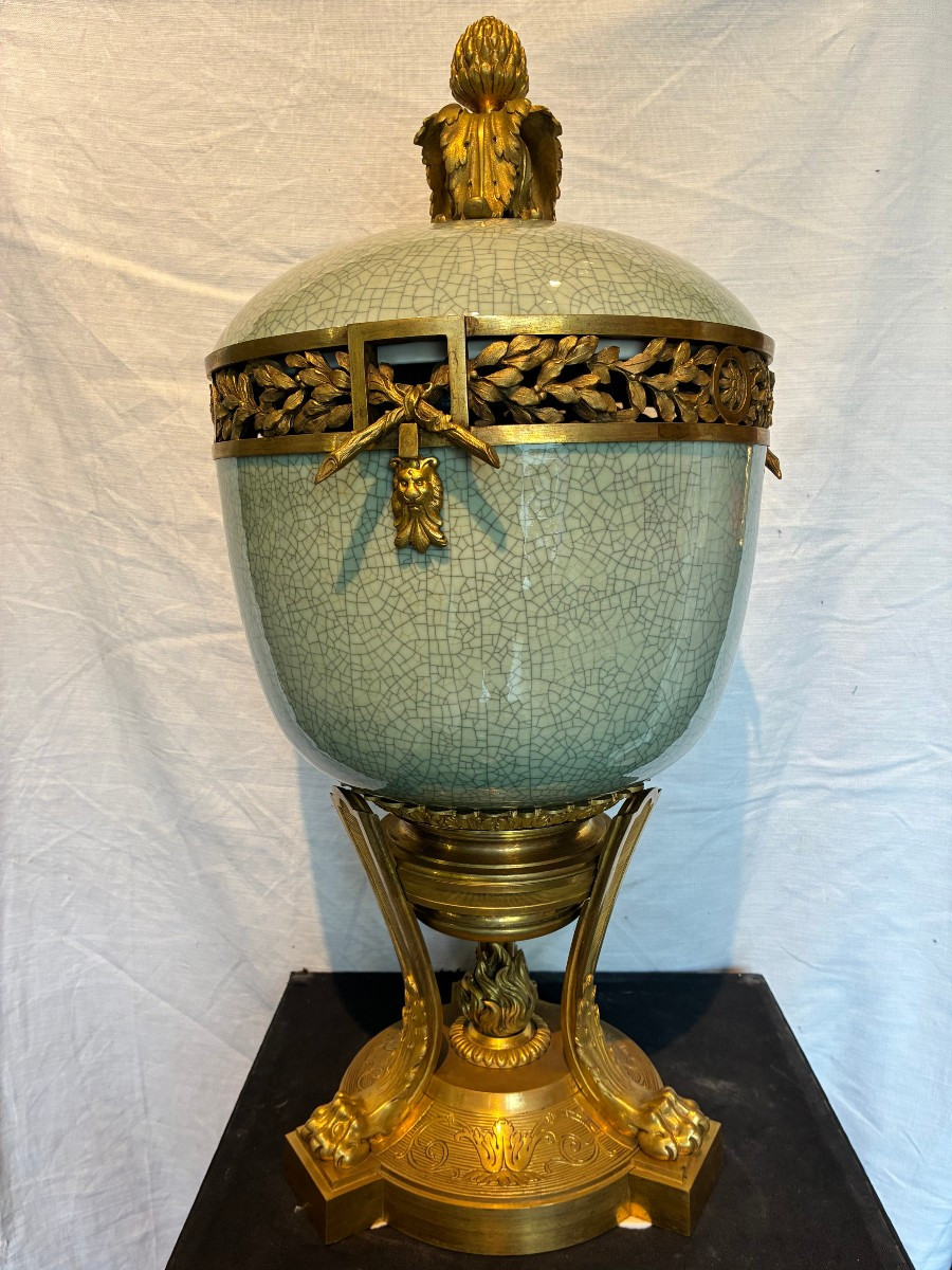 vaso celadon montato su bronzo dorato francia XIX secolo