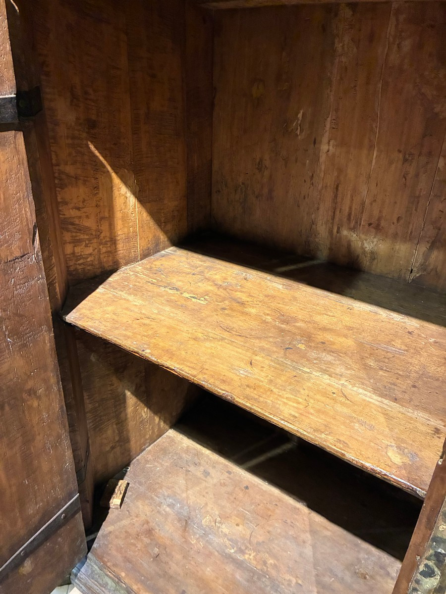 credenza a 2 ante con lacca originale di provenienza romana XVII secolo-photo-4