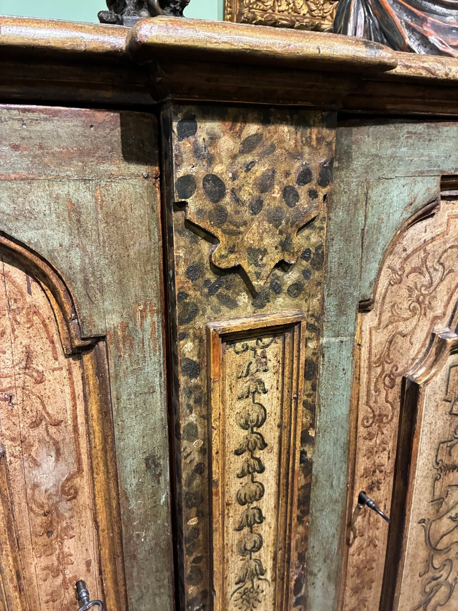credenza a 2 ante con lacca originale di provenienza romana XVII secolo-photo-1