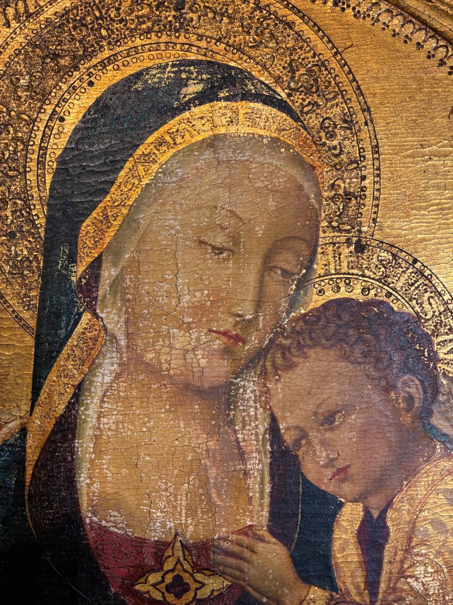 fondo oro rappresentante madonna con bambino XIX secolo-photo-2