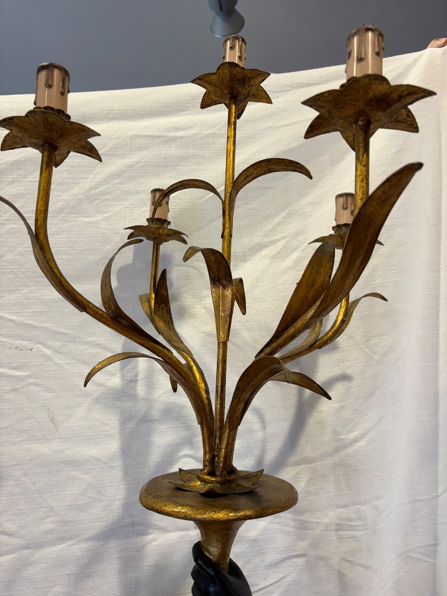 COPPIA DI MORETTI VENEZIANI LACCATI E DORATI xix SECOLO-photo-4