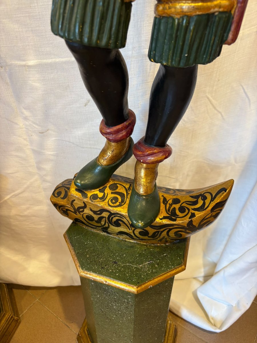 COPPIA DI MORETTI VENEZIANI LACCATI E DORATI xix SECOLO-photo-1