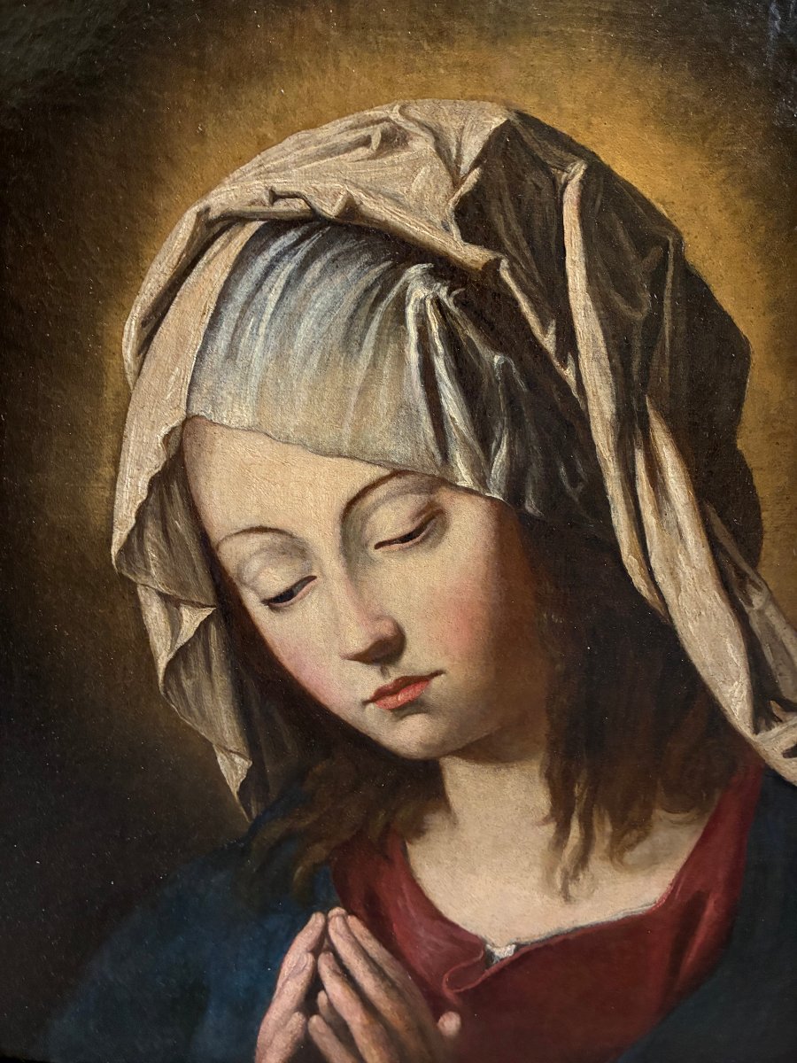 dipinto olio su tela raffigurante giovane Madonna fine XVII secolo-photo-2