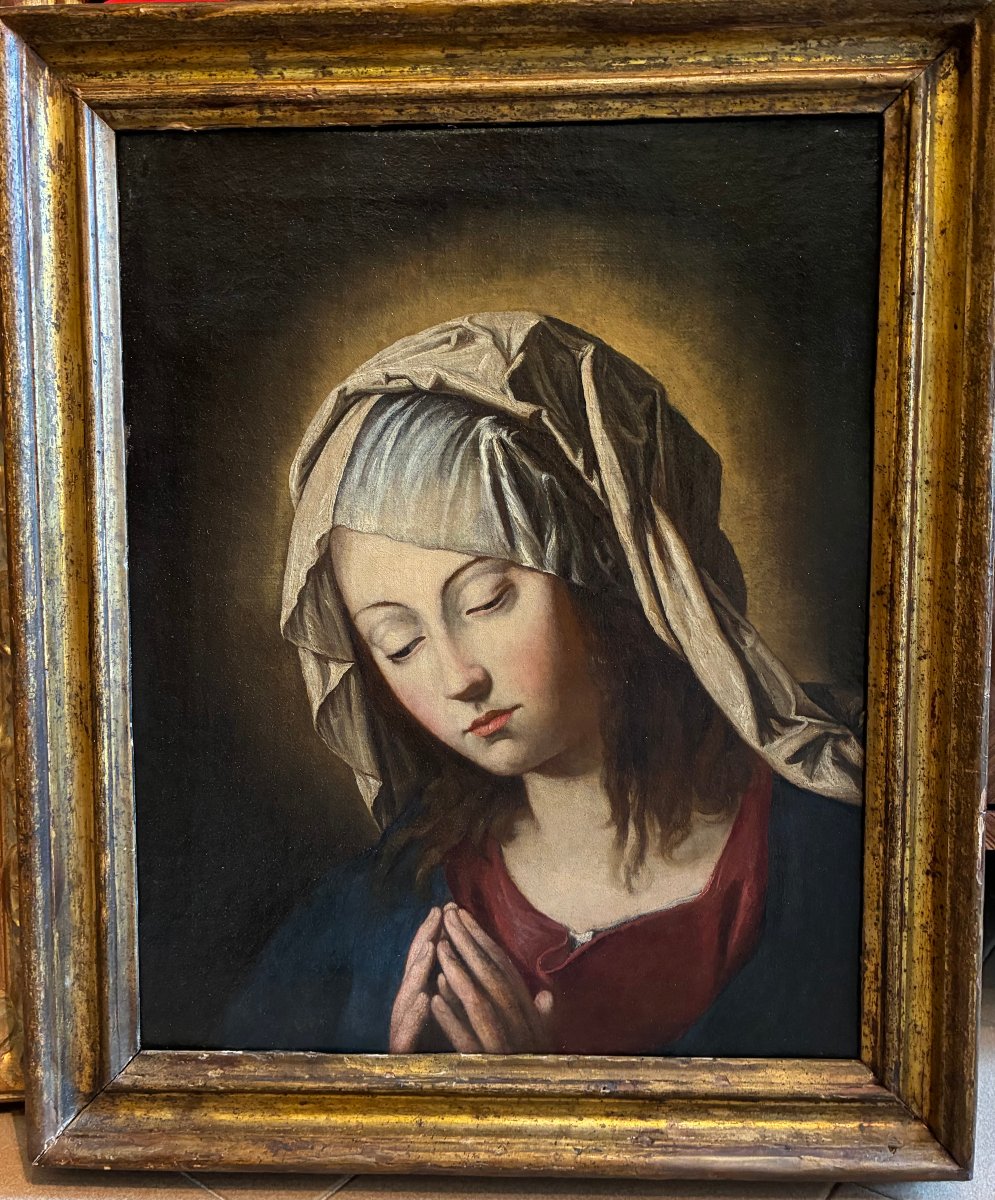 dipinto olio su tela raffigurante giovane Madonna fine XVII secolo
