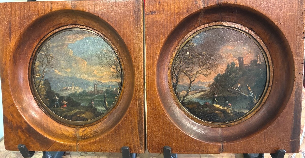 coppia di dipinti su tavola di provenienza romana attribuiti a Alessio de Marchis 1684-1752