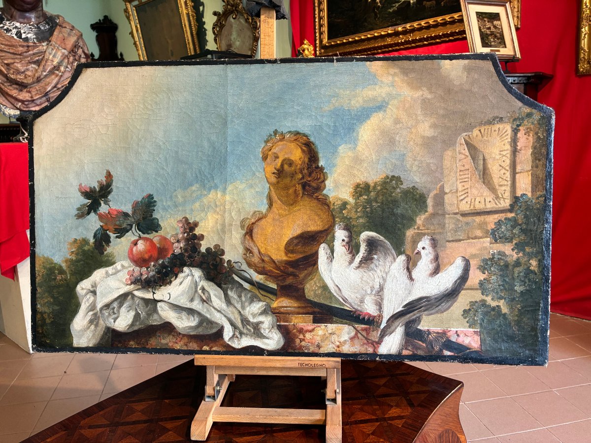 dipinto olio su tela allegoria della pace francia XVIII secolo-photo-2