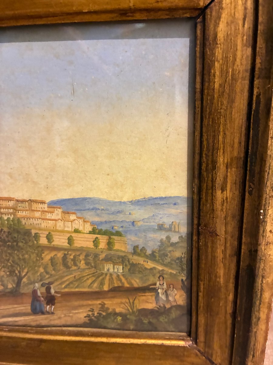 dipinto tempera su carta raffigurante Urbino fine XVIII secolo-photo-4