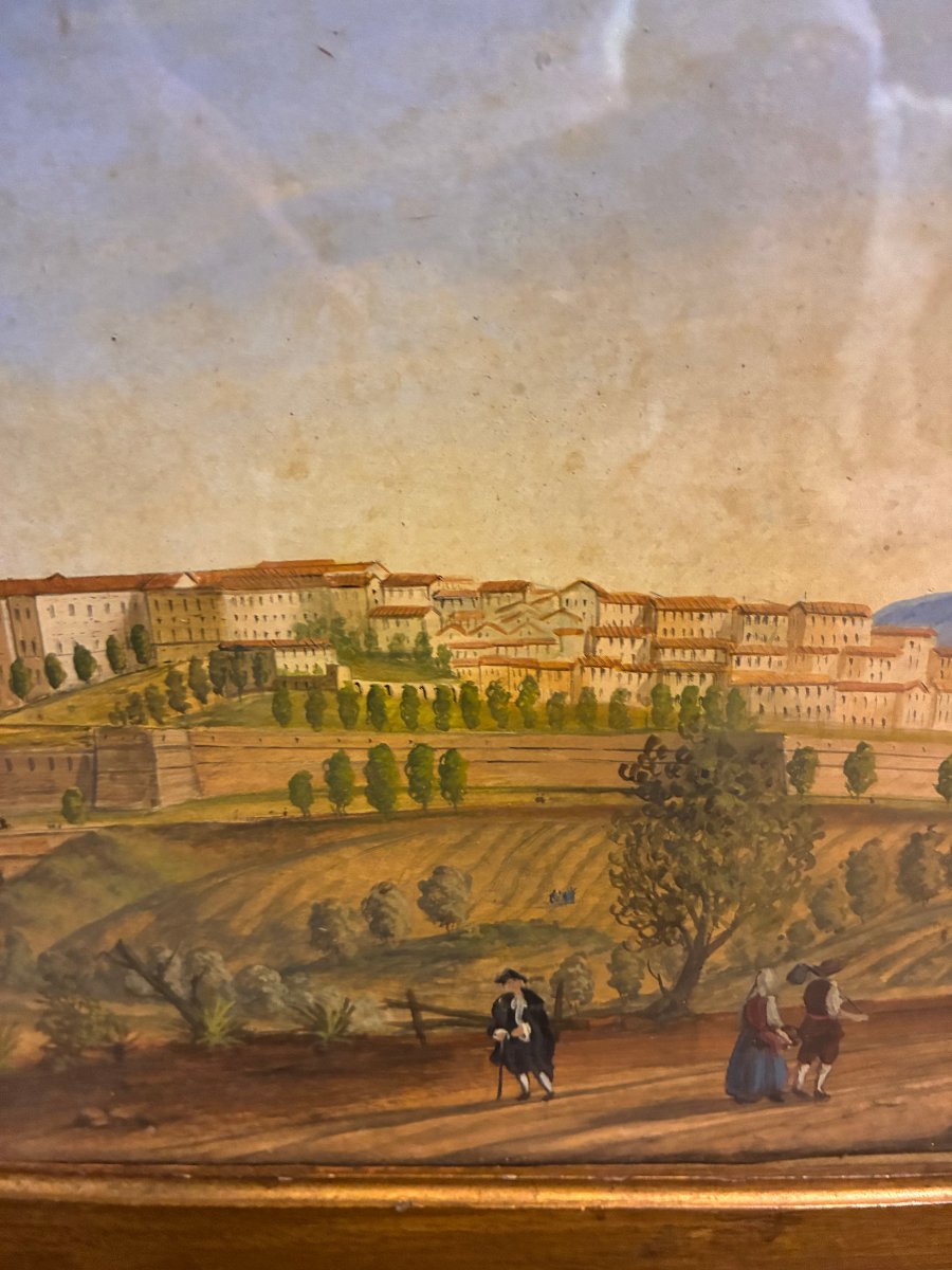 dipinto tempera su carta raffigurante Urbino fine XVIII secolo-photo-1