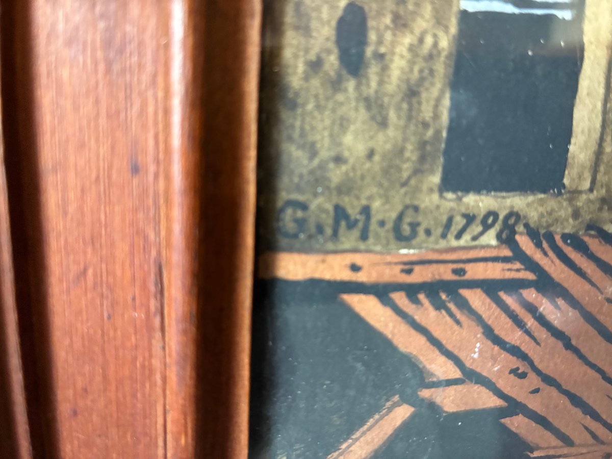 trattasi di una tempera su carta firmata e datata raffigurante paesaggio fine XVIII secolo-photo-2