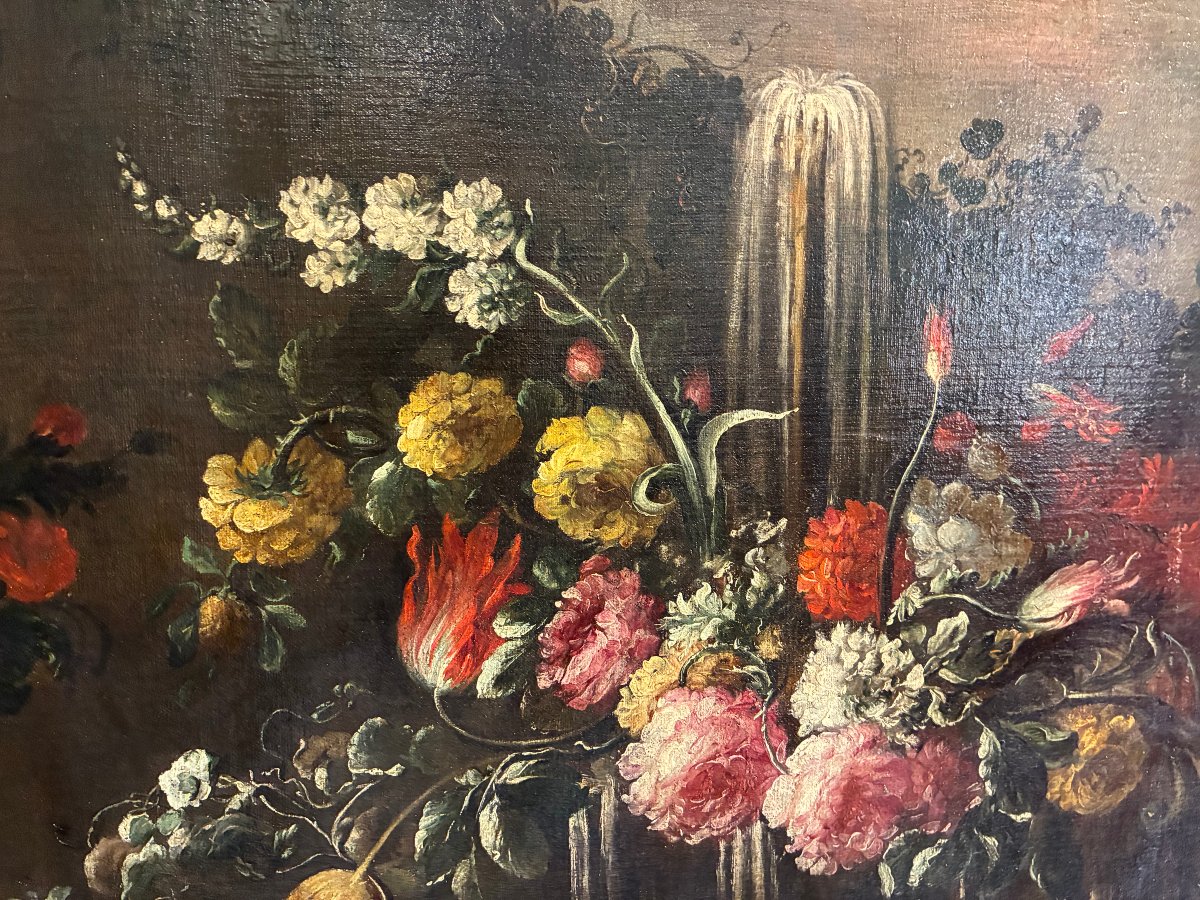 dipinto raffigurante fiori attribuito a Elisabetta Marchionni XVII secolo-photo-3