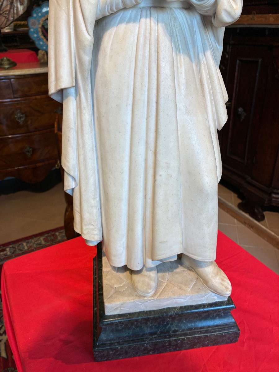 marmo raffigurante Dante Alighieri con base in verde alpi XIX secolo-photo-3