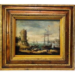 dipinto raffigurante marina attribuito a Adrien Manglard 1695-1760