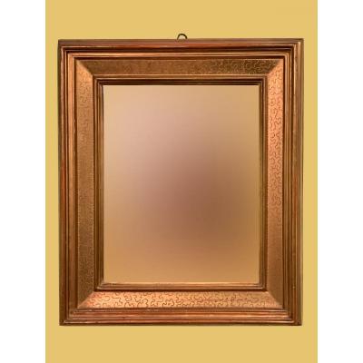 Miroir lombard, appelé "cassette", fabriqué à la fin du '700 en or pur et miroir au mercure