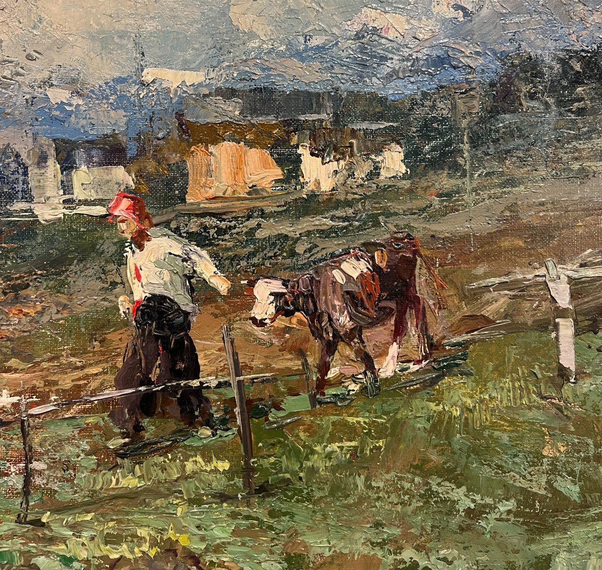 Scuola Italiana, XX Secolo Firmato R Efisio Giuliano, In Montagna-photo-1