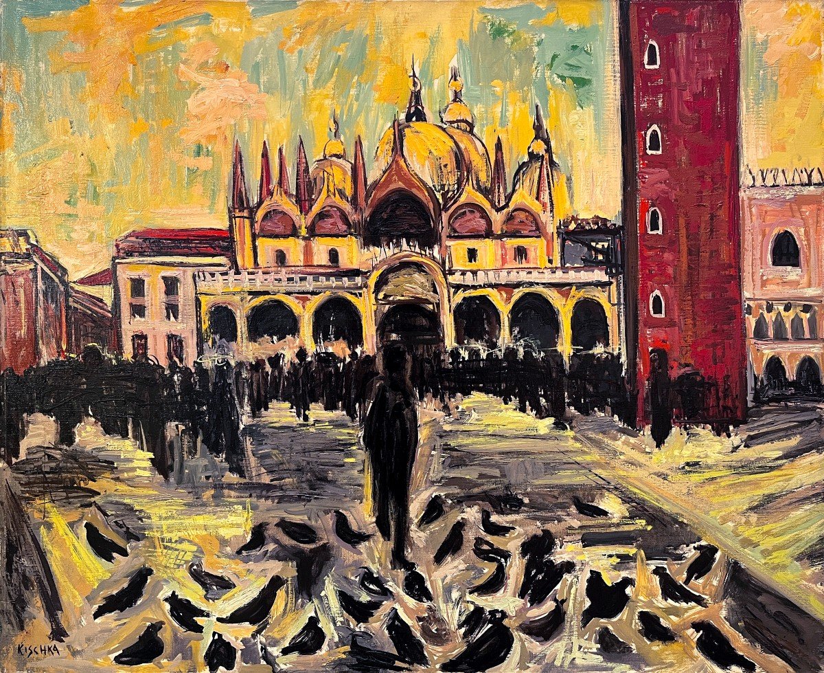 Isis Kischka (Paris, 1908 - Montmorency, Francia, 1973)  Venezia, Piazza San Marco-photo-3