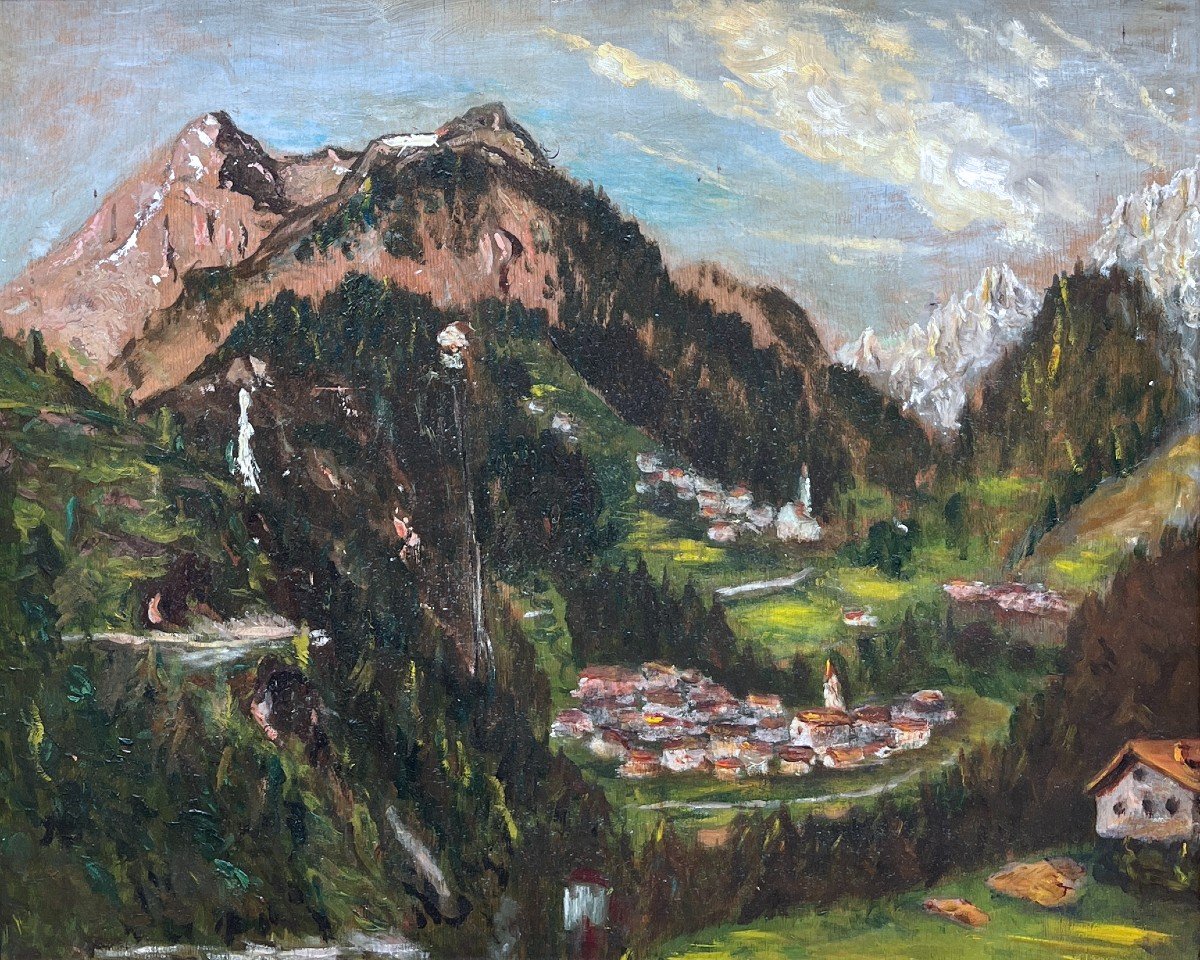 Scuola Italiana XX Secolo, Paesaggio di Montagna-photo-3