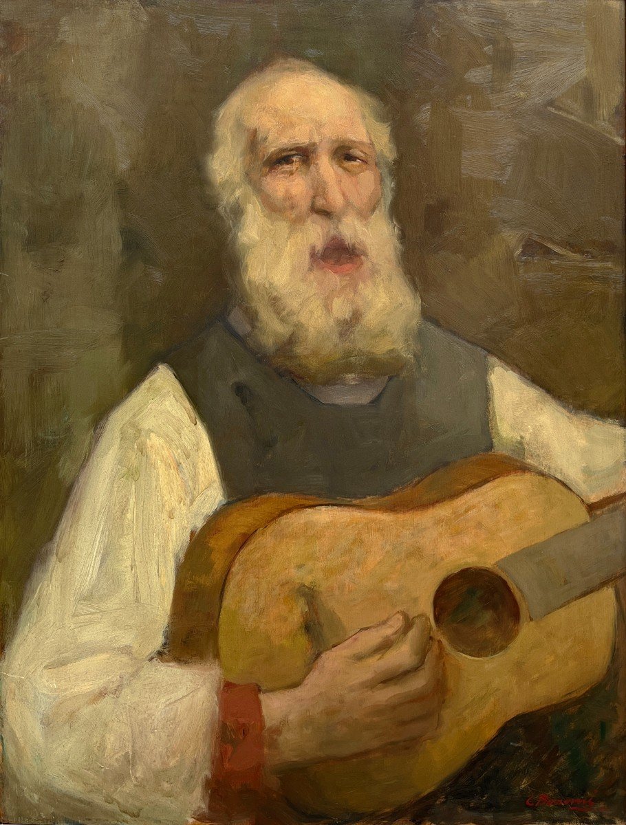 Carlo Bonomi (Turbigo, Milano 1880-1961) Uomo Con Chitarra, 1938-photo-4