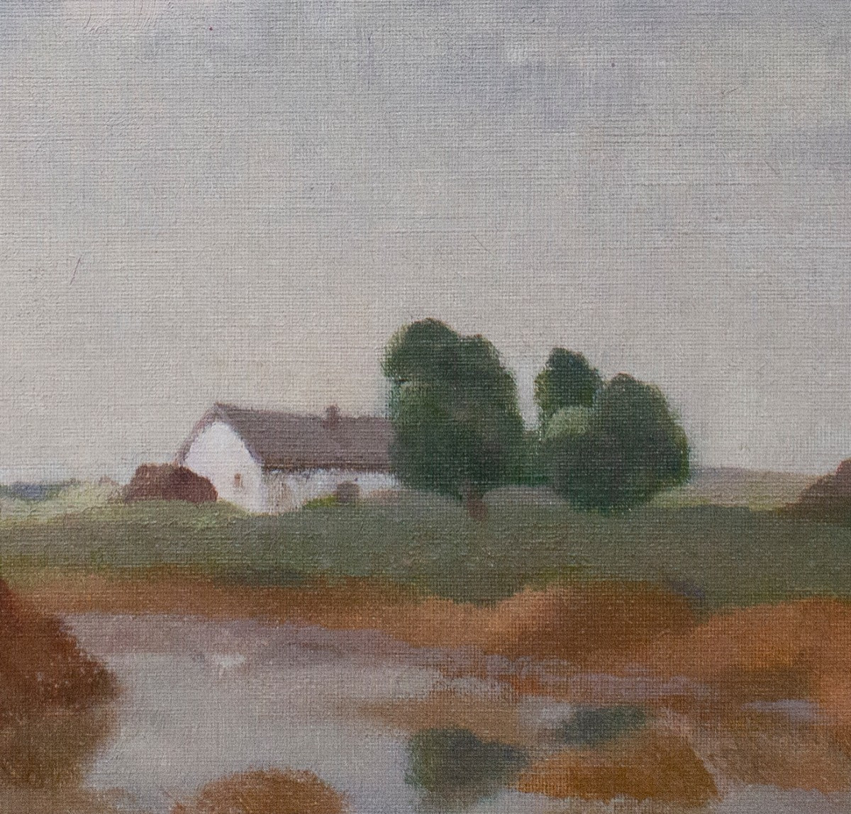 Dante Montanari (Porto Sant'Elpidio, Italia, 1896 – Milano, 1989) Paesaggio Con Casa E Fiume-photo-1