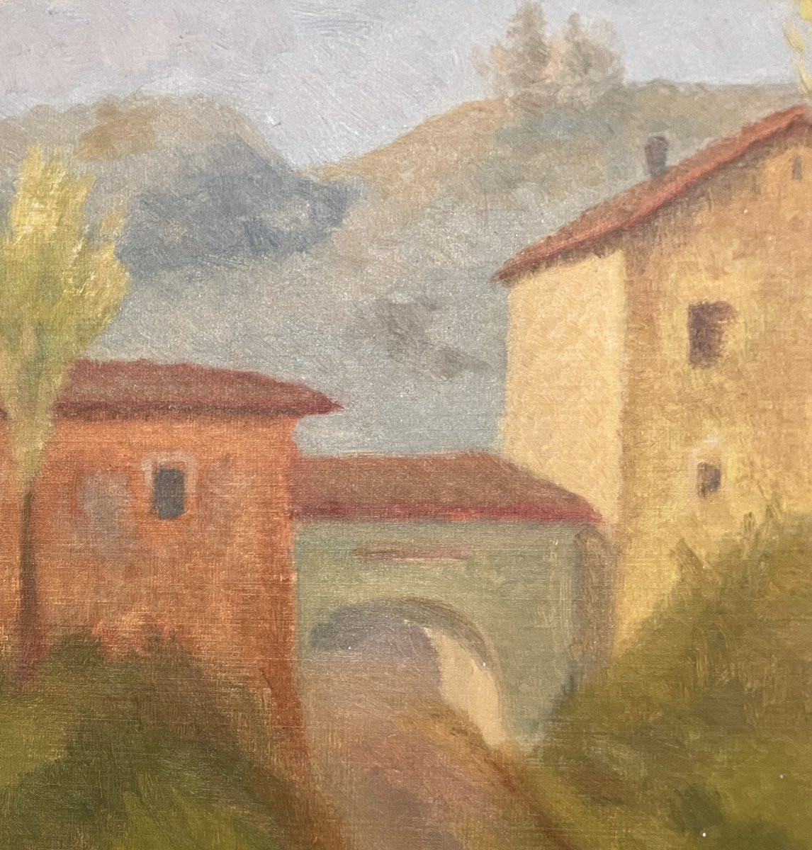Dante Montanari (Porto Sant'Elpidio, Italia, 1896 – Milano, 1989) Paesaggio Con Casa Gialla-photo-4