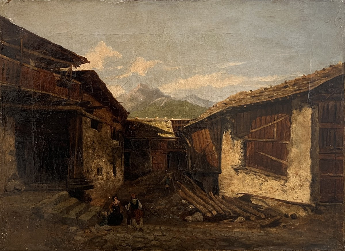 Scuola del Nord Italia del XIX secolo, Paesaggio rurale di Montagna-photo-2