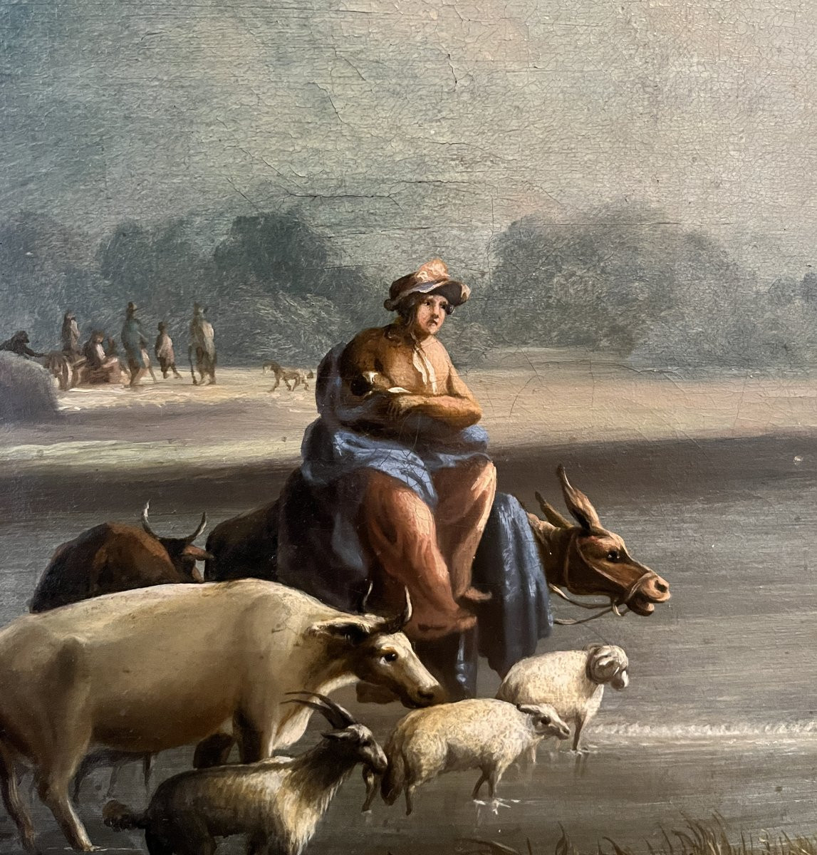 Scuola Nordica inizio XIX secolo, Paesaggio con pastori e armenti-photo-1