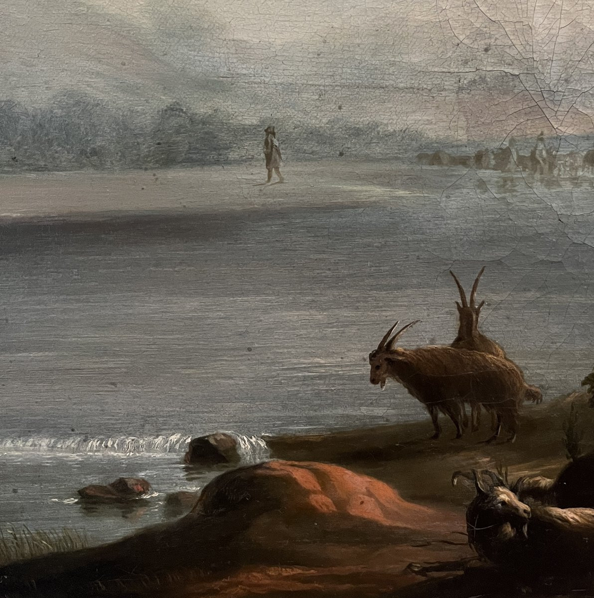 Scuola Nordica inizio XIX secolo, Paesaggio con pastori e armenti-photo-2