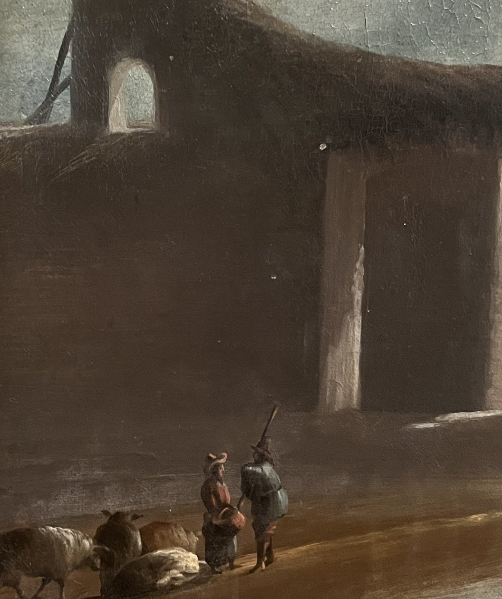 Scuola Nordica inizio XIX secolo, Paesaggio con pastori e armenti-photo-8