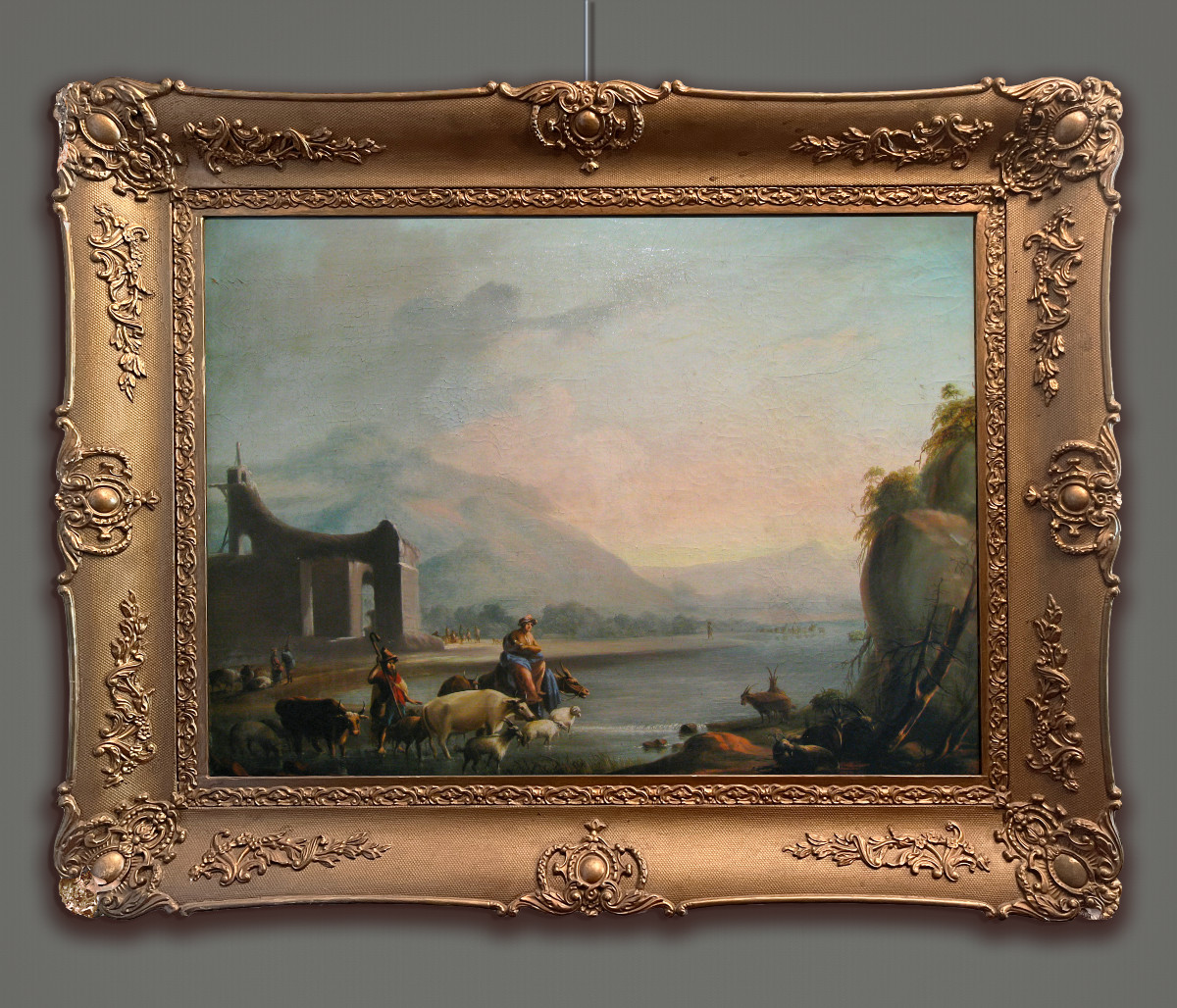 Scuola Nordica inizio XIX secolo, Paesaggio con pastori e armenti