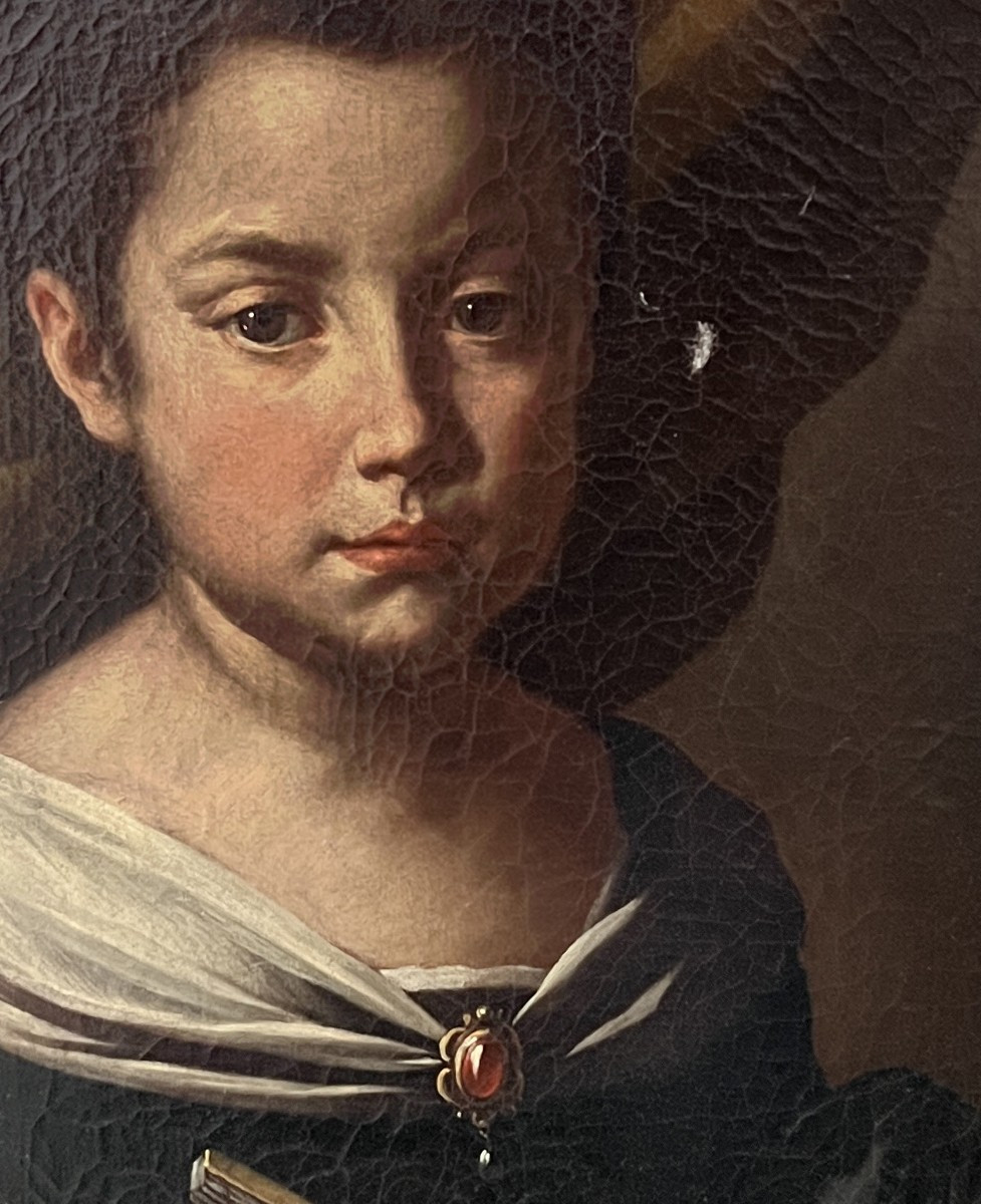 Giuseppe Bonito Attribuito a (Napoli, 1707 - 1789) Ritratto di bambina con ventaglio-photo-4