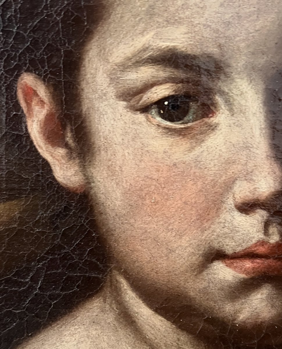 Giuseppe Bonito Attribuito a (Napoli, 1707 - 1789) Ritratto di bambina con ventaglio-photo-1