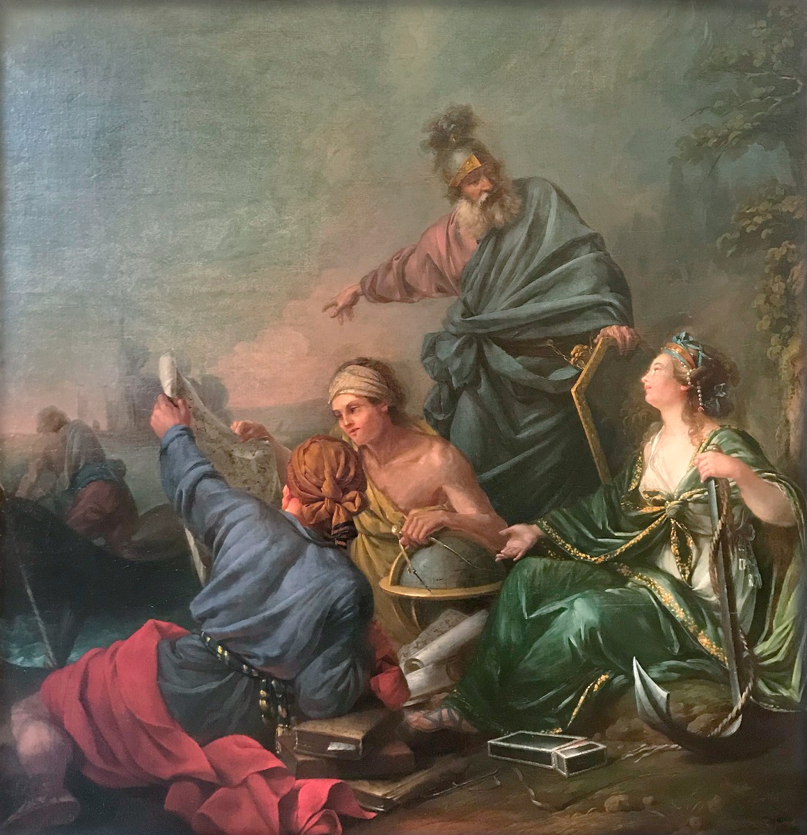 Scuola Francese del XVIII secolo, Scena Epica, (Enea e Didone?)-photo-3