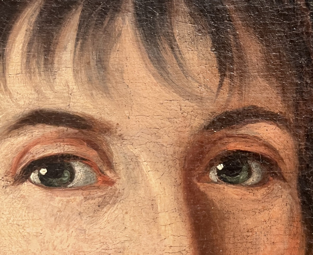 Scuola francese, fine XVIII, inizio XIX secolo, ritratto di Dama con nastri bianchi-photo-4