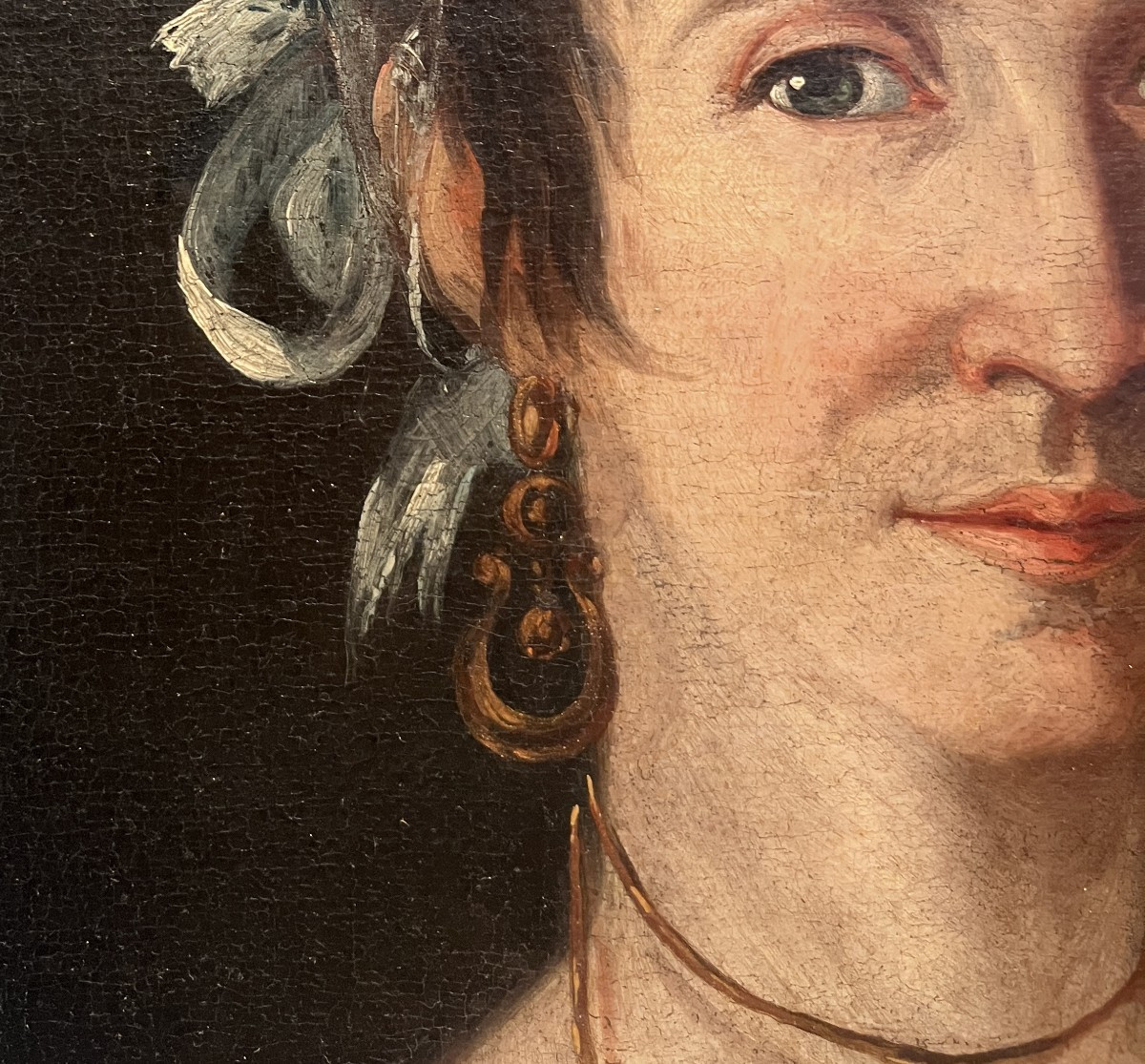 Scuola francese, fine XVIII, inizio XIX secolo, ritratto di Dama con nastri bianchi-photo-3