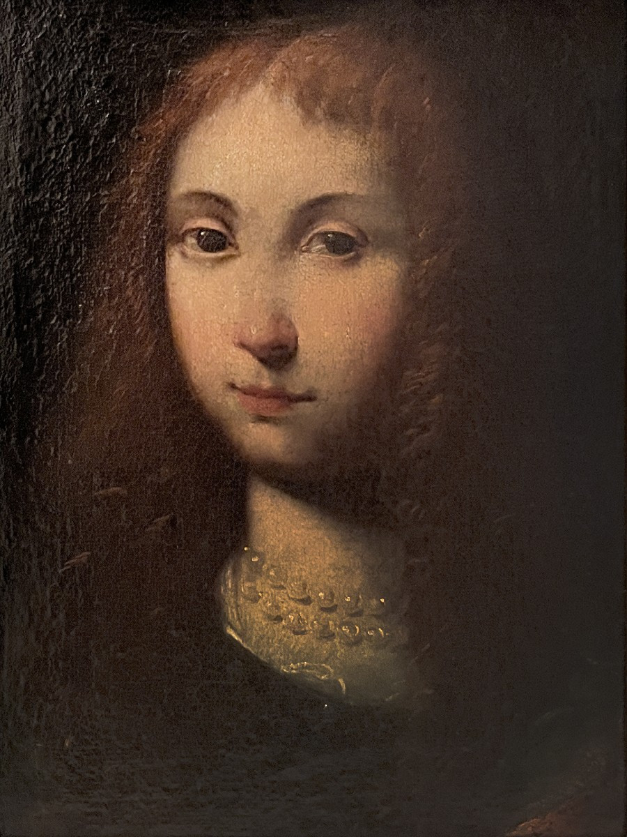 Scuola Lombarda fine XVII Secolo, Ritratto di bambina con collana di perle-photo-2