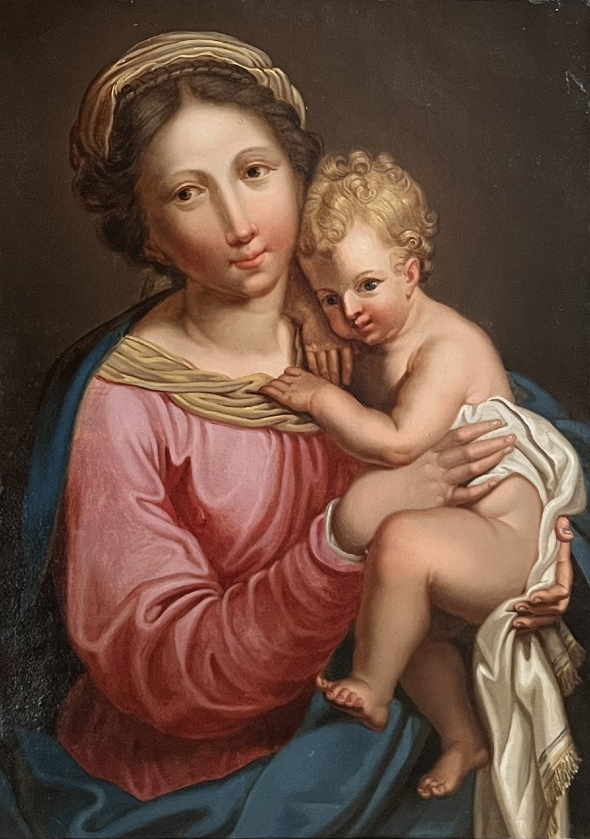 Scuola Italiana inizi XIX secolo (da G.B. Sassoferrato), Madonna con bambino-photo-2