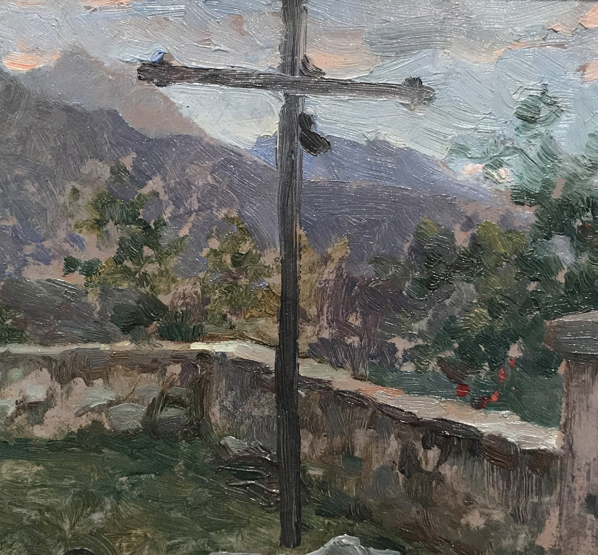 Giuseppe Duodo (Venezia, 1877–1955), Paesaggio con montagne-photo-4