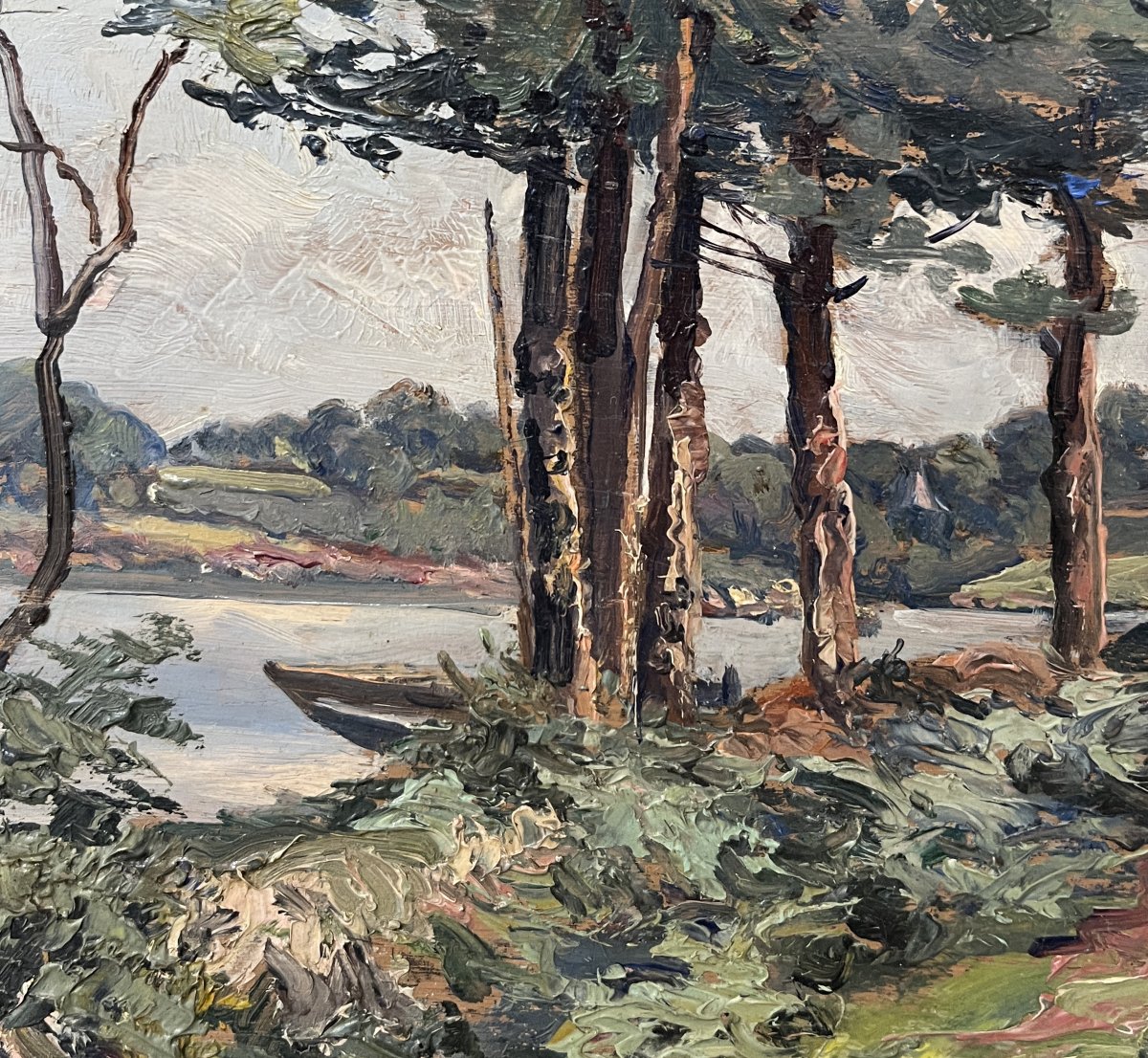 Charles Corcuff (Tour Tanguy, Brest, Francia, 1872-1953) Paesaggio sulle rive dell' Aven-photo-4