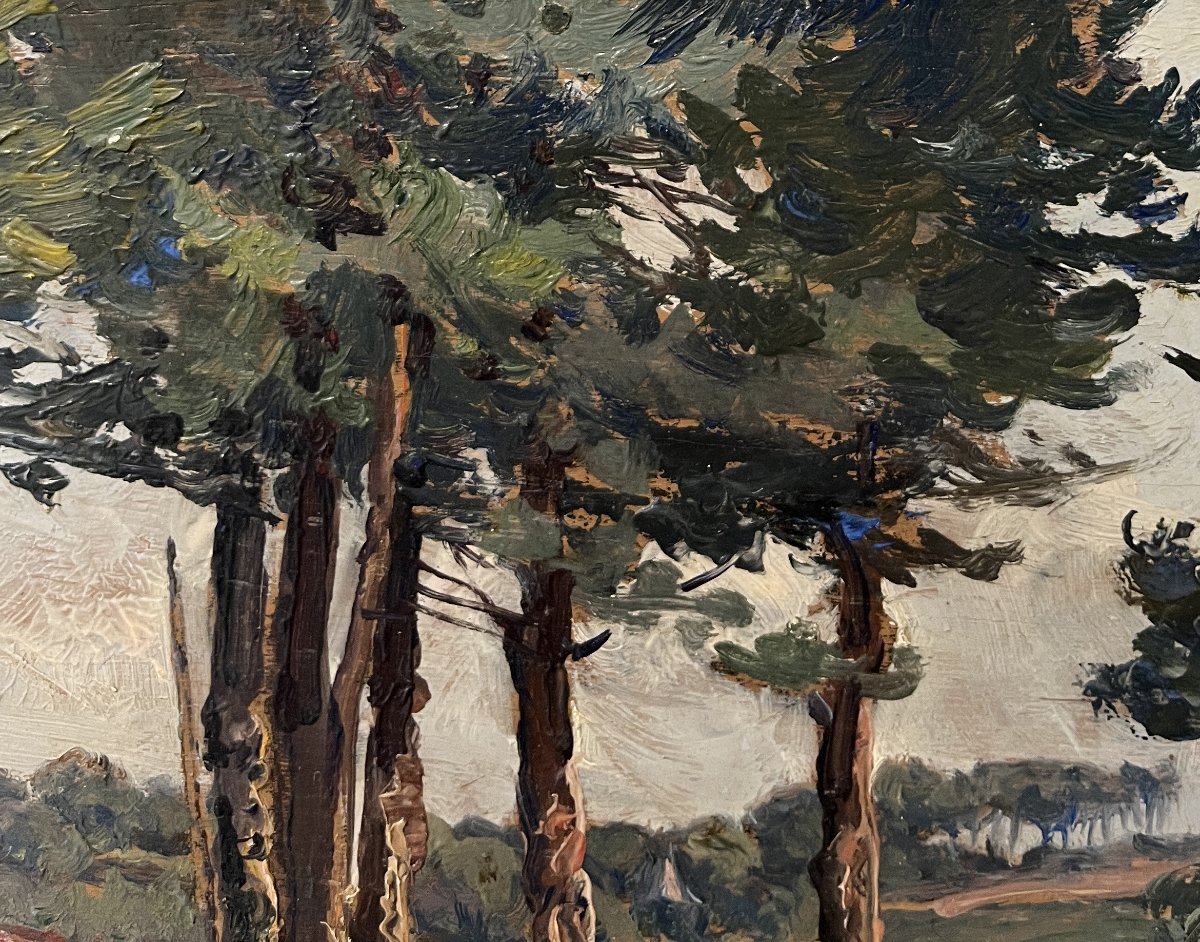 Charles Corcuff (Tour Tanguy, Brest, Francia, 1872-1953) Paesaggio sulle rive dell' Aven-photo-5